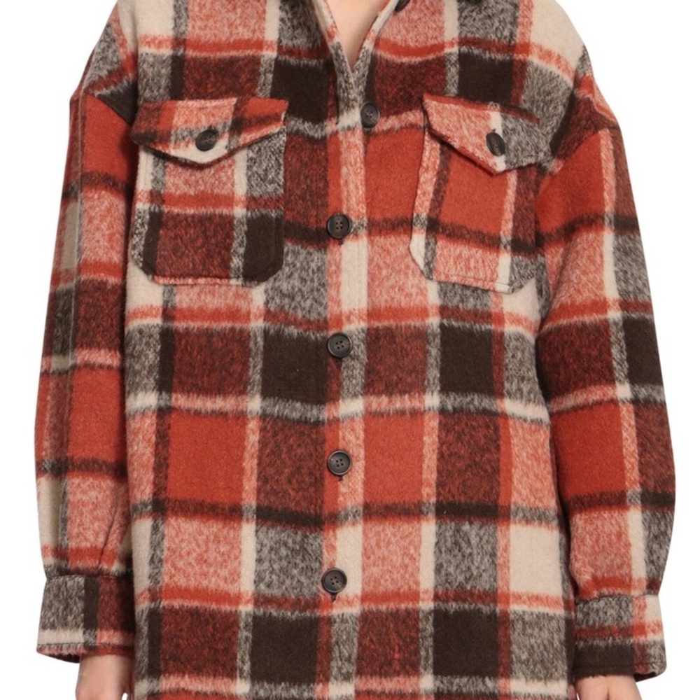 Avec Les Filles Anthropologie Button-Up Plaid Medium Jacket/shacket